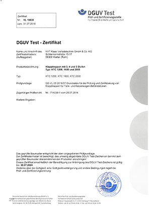 Zertifikat DGUV SM